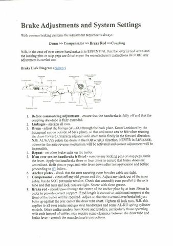 trailer brake adjustment notes
